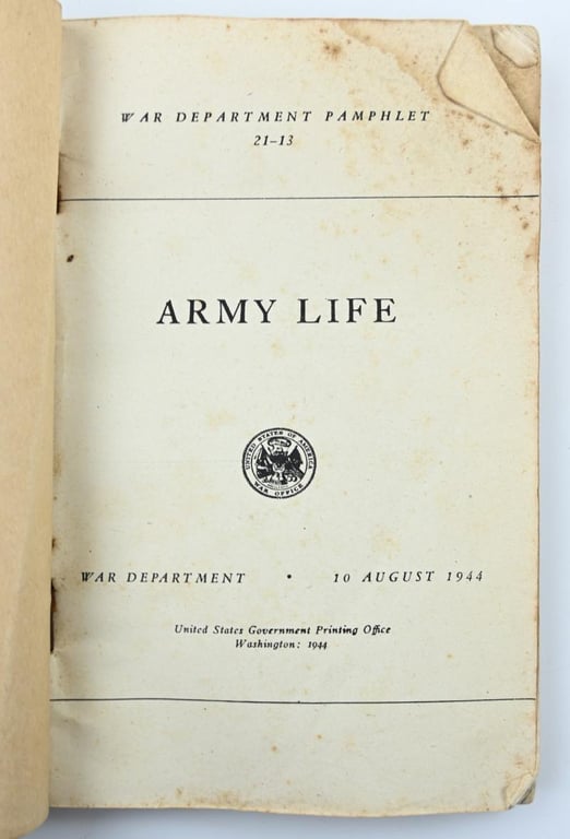 US WW2 Book 'Army Life' War Department 1944