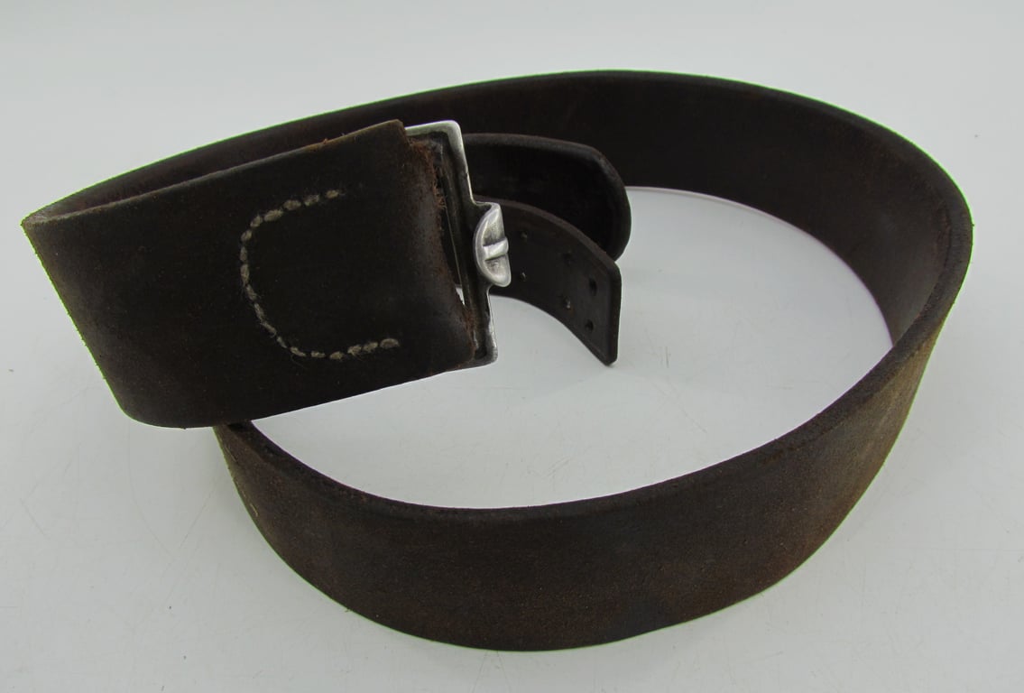 Early Wehrmacht leather equipment belt with aluminum hook (GA)