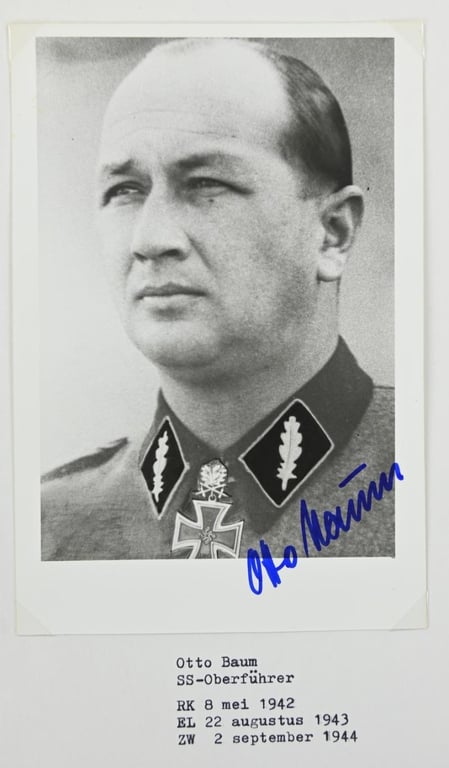 Signature of Waffen-SS KC-OLC&S Recipient 'Otto Baum'