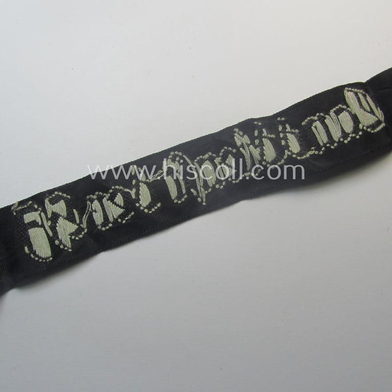 Moderately worn (example) of the - actually very scarcely encountered! - HJ ('Hitlerjugend') armband (ie. cuff-title) as woven in the neat 'BeVo'-like-pattern, entitled: 'Landdienst der HJ'