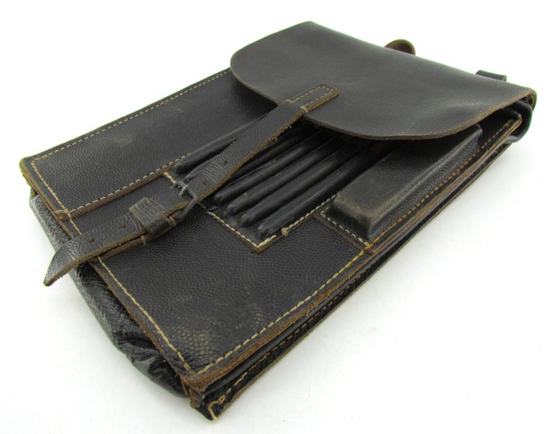 Wehrmacht Black Leather Map Case-Meldetasche
