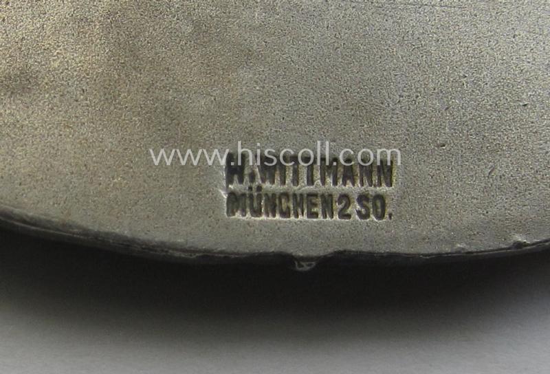 'HJ'- ('Hitlerjugend'-) related commemorative-plaque (ie. 'Erinnerungs- o. nichttragbare Plakette') entitled: 'H.J. Mannschaftswettkämpfe im Skilauf - Winter 1933/34 - Gebiet 19 Hochland - Sieger'