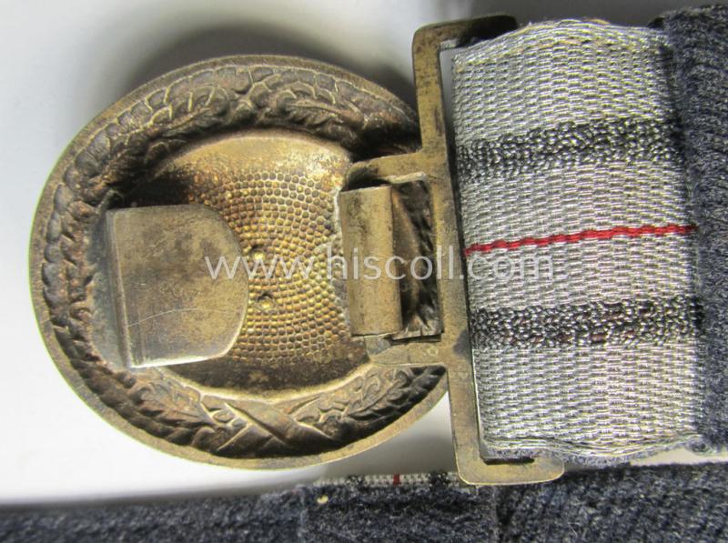 WH (Luftwaffe) 'standard-pattern', officers'-dress-model, 'Buntmetall'-based belt-buckle and accompanying 'brocade'-based belt (ie. 'Paradefeldbinde für Offiziere der Luftwaffe')