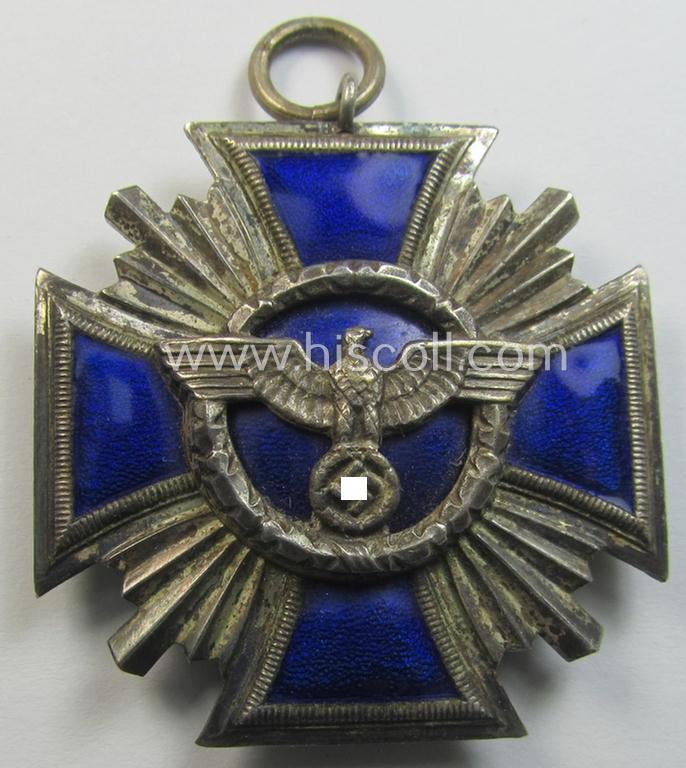 Superb, 'N.S.D.A.P. Dienstauszeichnung in Silber' (ie. '2. Stufe für 15 Jahre t. D.') being a non-maker-marked- (and 'regular-weight') example that comes together with its period (regular-sized) ribbon as issued- and/or worn