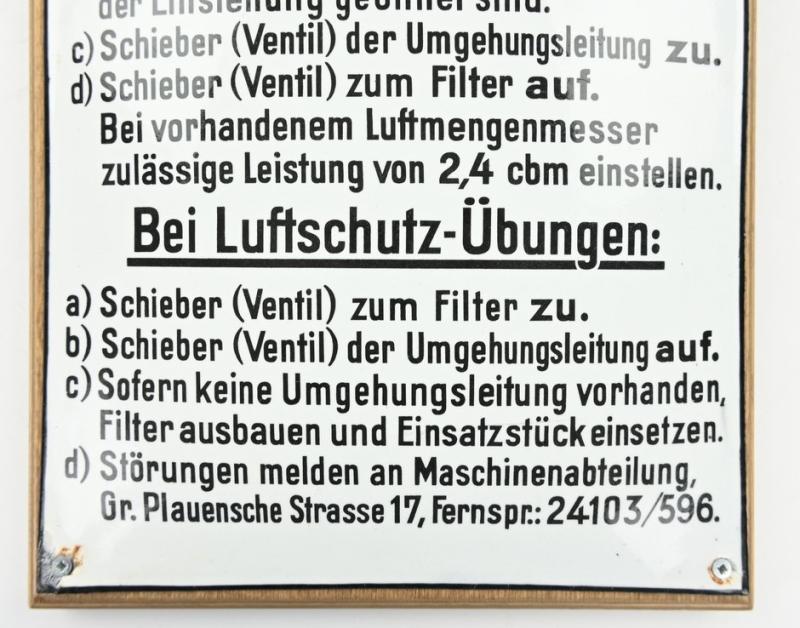 German Third Reich Enamel Air Raid Shelter Plate