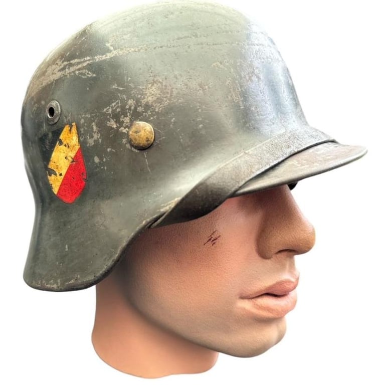Early M35 Luftwaffe DD Helmet With Droop Tail Eagle ET64