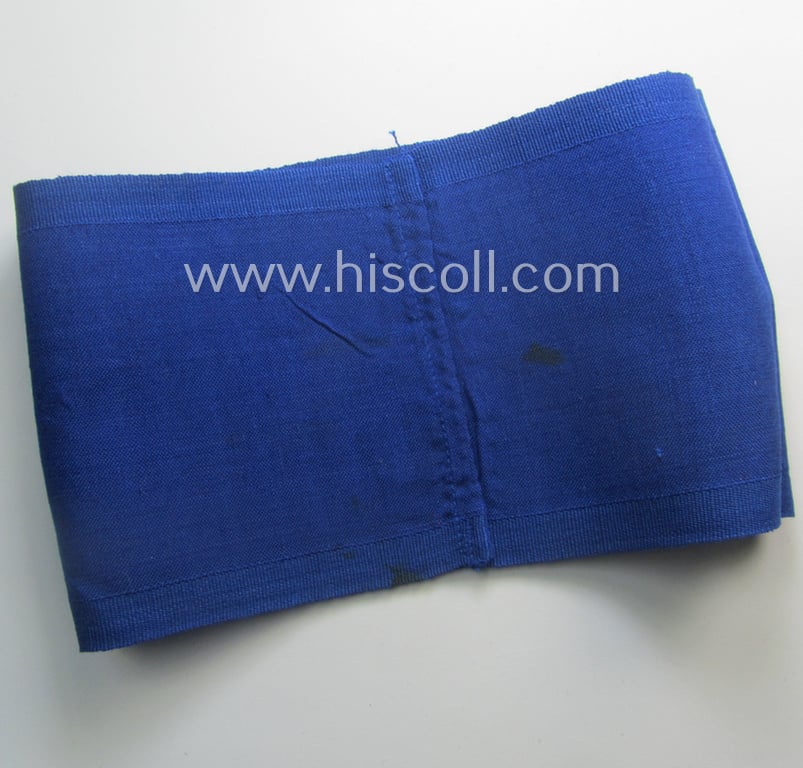 Attractive - and scarcely found! - EM- (ie. NCO-) pattern, 'Reichsluftschutzbund' (ie. 'RLB'-) service-armband showing an interwoven white cross as intended for an: 'RLB-'Sanitäter o. Feldscher' (ie. air-raid-warden medic)