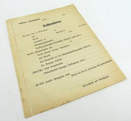 Blank Gestapo Arrest Report Form (Festnahme)