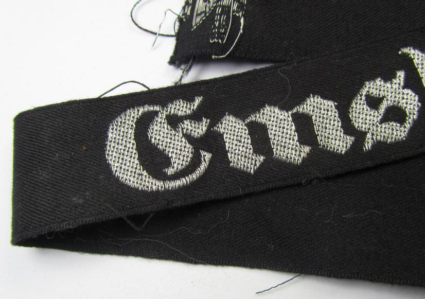 RAD (ie. 'Reichsarbeitsdienst') officers'-pattern, commemorative cuff-title (ie. 'Dienstärmelstreifen') depicting the text: 'Emsland' (as was intended for commisioned-staff working on the various 'Westwall'-fortifications)