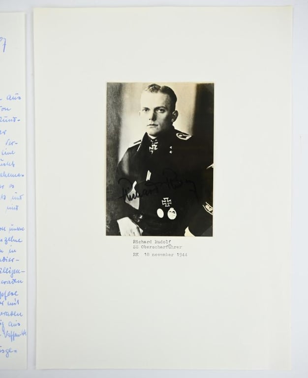 German Waffen-SS Knight's Cross Recipient Portait Picture with Signature 'Richard Rudolf'