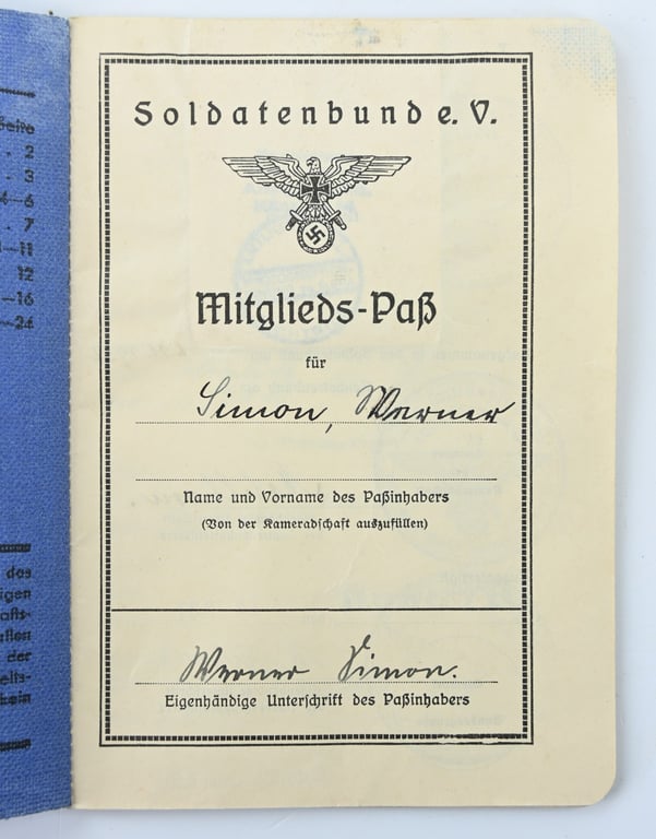 German Soldatenbund Memberpass