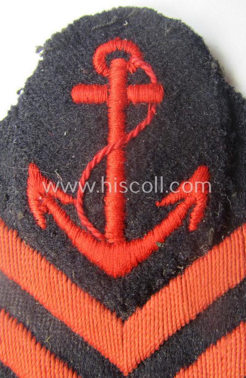 Never before seen - and most certainy scarcely encountered! - specific Marine-HJ (ie. 'Marine-Hitlerjugend') arm-patch comprising of a period-assembled: 'HJ-Seesport-Abzeichen B' and a: 'Sportprüfung-Ärmelabzeichen'