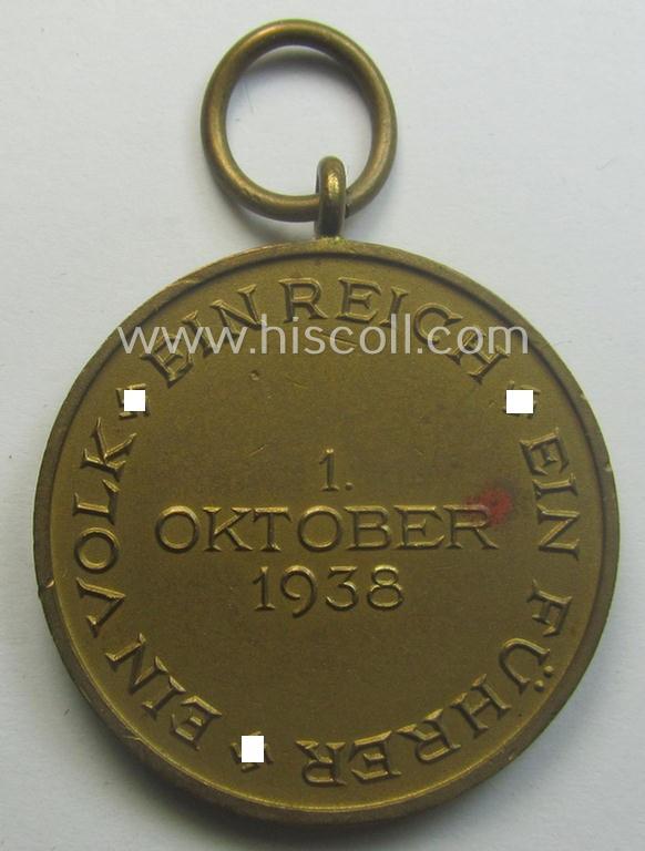 WH Czech-occupation- (ie. 'Anschluss'-) medal: '1. Oktober 1938' being a neat (and virtually mint!) example that came together with its full-length ribbon as issued and/or recently found