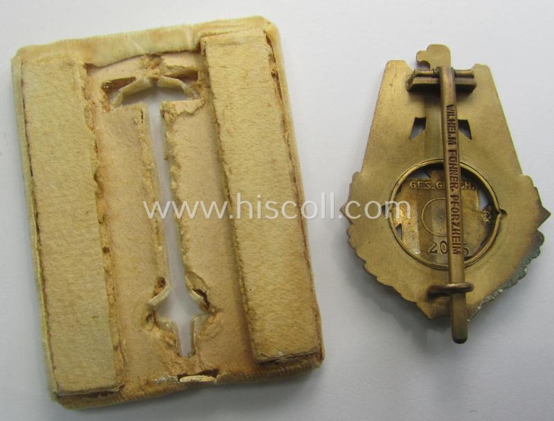 'Technische Nothilfe' (ie. 'TeNo') so-called: 'Ehrenzeichen mit Jahreszahl 1923') being a neat maker- (ie. 'Wilh. Fühner'-) marked and serial-numbered example that comes stored in its accompanying etui-inlay