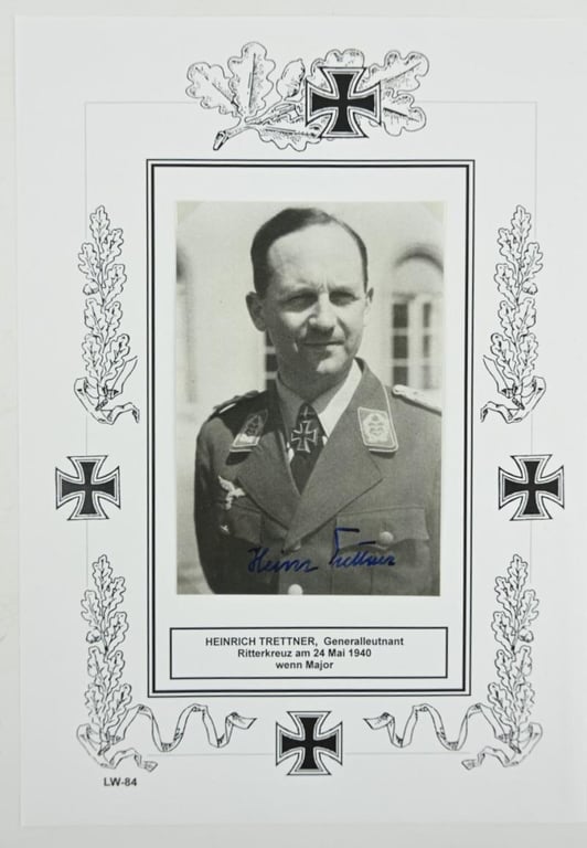 Signature of Luftwaffe KC-OLC Recipient 'Heinrich Trettner'