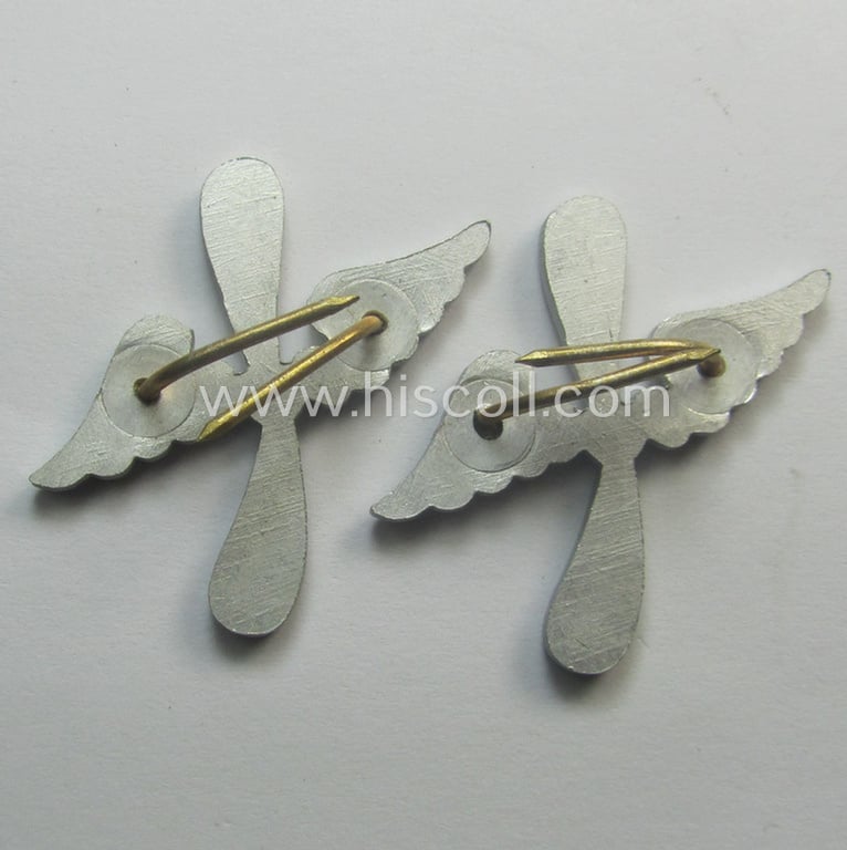 Neat, DLV- (ie. 'Deutscher Luftsport Verband') related collar-tab 'cypher'-pair (ie. 'Kragenspiegel-Auflagensatz für die Kragenspiegel des DLV') being an aluminium-based- and fully matching pair