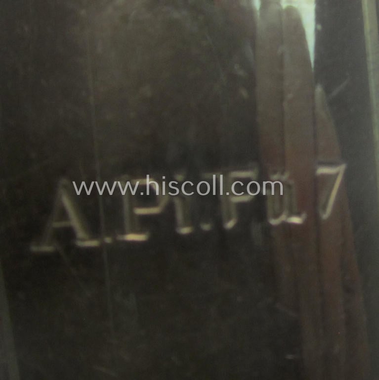 Interesting, WH (Heeres) related, neatly engraved and genuine silver-based 'souvenir'- (ie. 'Schnappsbecher') depicting the engraved text: 'A.Pi.Fü 7' and/or date: '3-2-41'