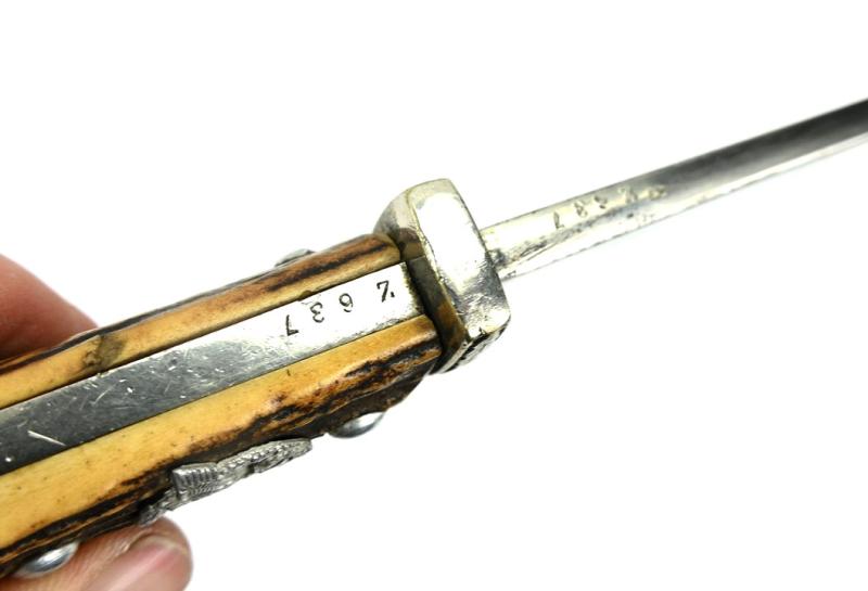 German Police Stag Handled Dress Bayonet with Frog