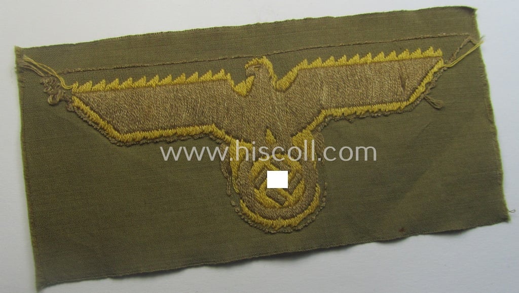 WH (Kriegsmarine) 'tropical-issue' (ie. DAK or: 'Deutsches Afrika Korps'-related-) breasteagle, as executed in neat so-called: 'BeVo'-weave style that comes in a 'virtually mint- ie. unissued', condition