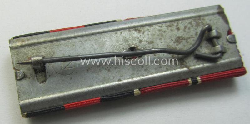 Two-pieced, WWII-period ribbon-bar (ie. 'Feld- o. Bandspange') as was intended for the combination: Czech-occupation- (ie. 'Anschluss'-) medal: '1. Oktober 1938' and a medal: 'Winterschlacht im Osten 1941-42'