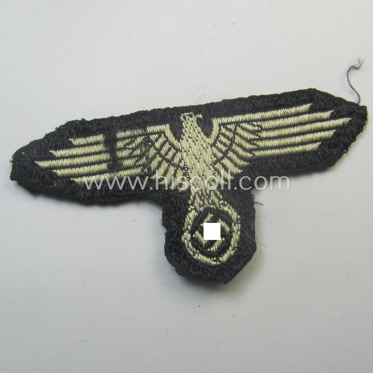 Superb - and nowadays rarely encountered! - Waffen-SS, 'BeVo'-woven-style skull- and cap-eagle-set (ie. 'Totenkopf- u. Adler-Effektensatz für Schiffchen o. Einheitsfeldmütze') that comes in a moderately used- and/or cap-removed, condition