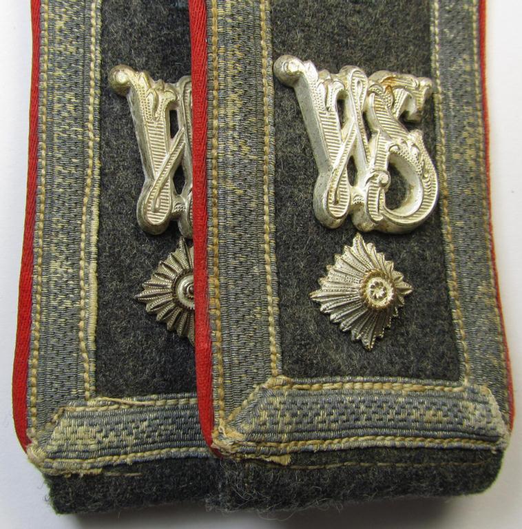 Fully matching - and truly scarcely seen! - pair of neatly 'cyphered', WH (Luftwaffe) NCO-type shoulderstraps as was specifically intended for a: 'Feldwebel einer Luftwaffen-Waffenschule'