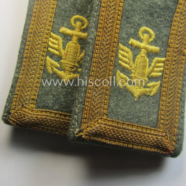 Fully matching pair of neatly 'cyphered'- (and I deem early- ie. mid-war-period), WH (Kriegsmarine) NCO-type shoulderstraps as was intended for usage by an: 'Unterfeldwebel eines Küsten-Artillerie-Rgts. o. Abtlgs.'