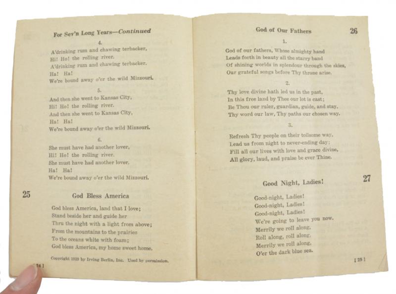 US Army WW2 Song Book