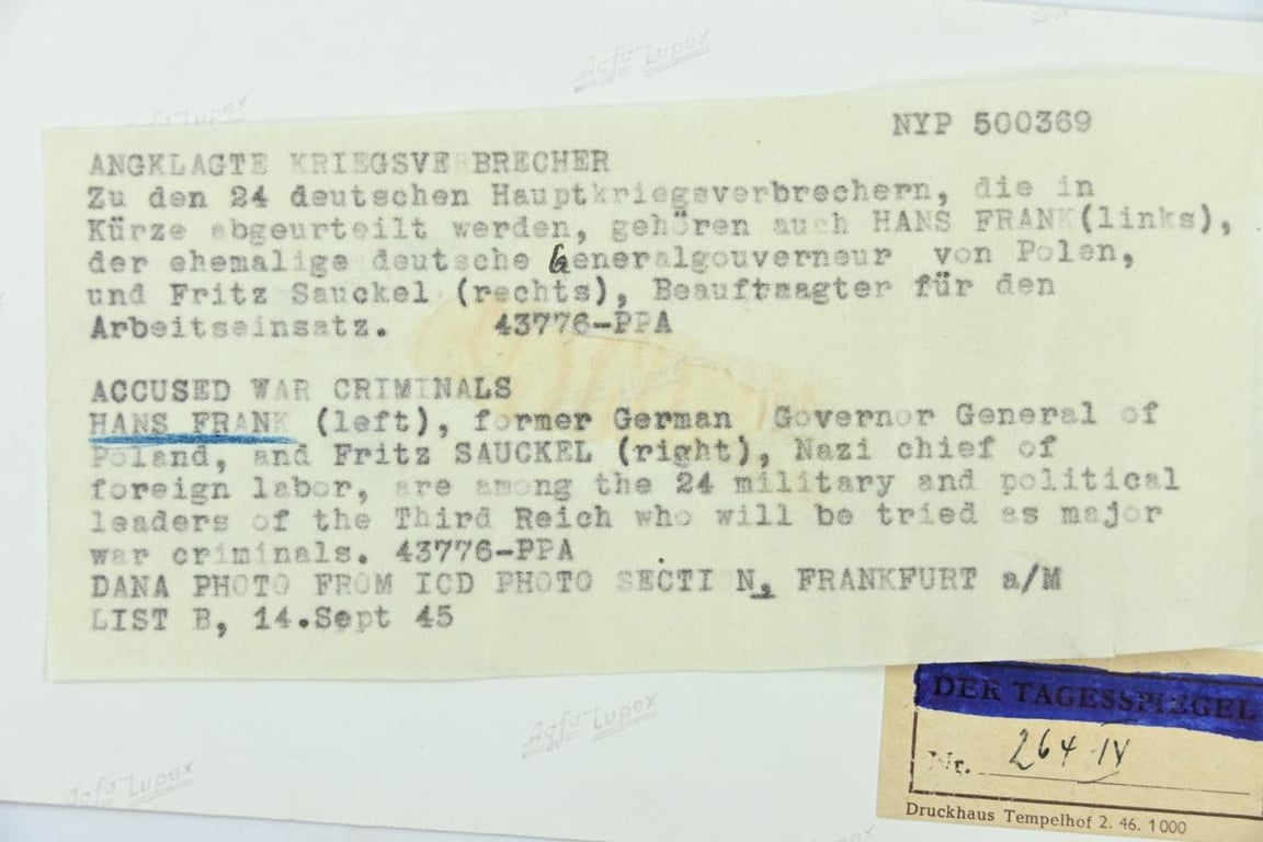 Allied Press 'Mug-Shot' Picture of Nuremberg Trail Members
