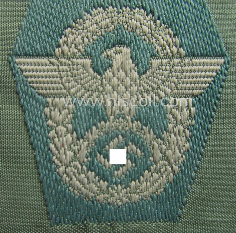 Police (ie. 'Polizei') so-called: 'M43-pattern, 'combined cap-eagle- and cocarde-device' as executed in 'BeVo'-weave technique as was specifically intended for usage of the field-grey-coloured: 'Polizei-Einheitsfeldmützen'