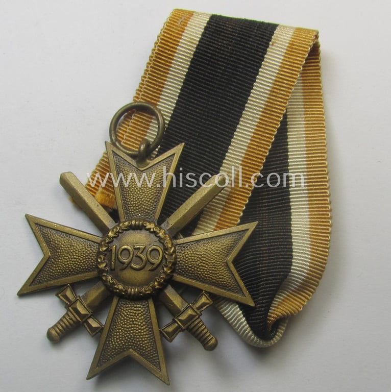 Medal-set: 'KvK 2. Klasse mit Schwertern' being a maker- (ie. '61'-) marked (and just minimally used) specimen by the maker- (ie. 'Hersteller') named: 'Rudolf A. Karneth & Söhne'