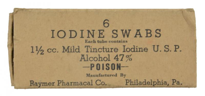 US WW2 Iodine Swabs in box