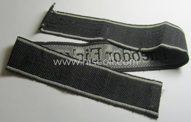 Stunning - and I deem just minimally used- and/or worn! - Waffen-SS 1943/44-pattern cuff-title (ie. 'Ärmelstreifen') as executed in 'BeVo'-weave-pattern as was intended for a member who served within the: SS-Panzergrenadier-Regiment 'Theodor Eic...