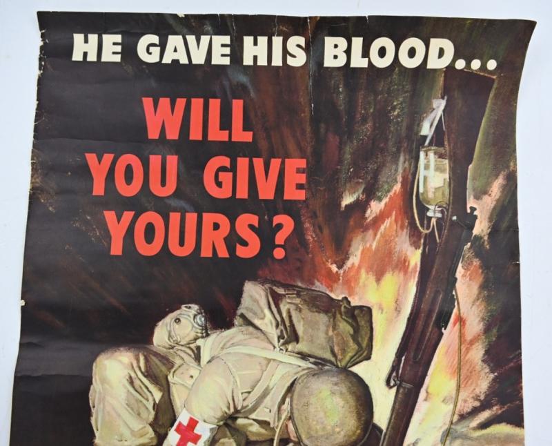 US WW2 Poster 'He Gave His Blood…'