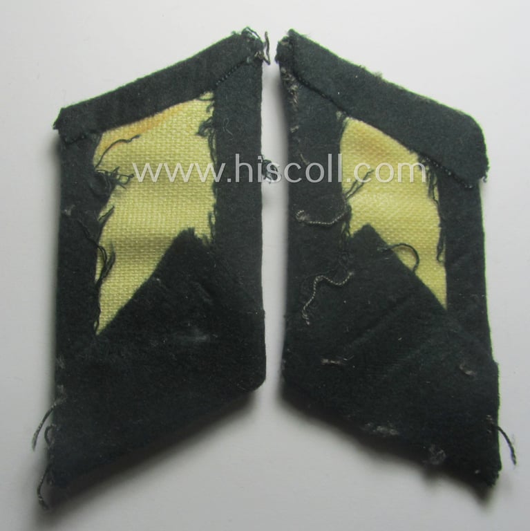 Truly used- and/or carefully tunic-removed, pair of WH (Heeres) collar-tabs (ie. 'Kragenspiegel für Offiziere'): 'Panzer-Grenadier-Trpn.'