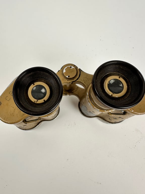 Late War Tan Painted Wehrmacht Binoculars 'Dienstglas' 6 x 30 (Doppelfernrohr) "CAG"