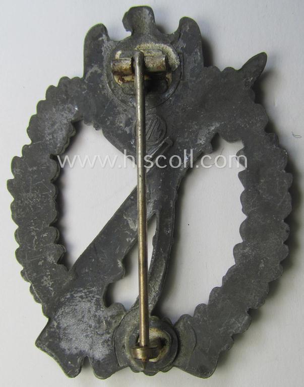 Zinc- (ie. 'Feinzink'-) based, 'Infanterie-Sturmabzeichen in Silber' (or silver IAB) being a clearly maker- (ie. 'FZZ'-) marked example