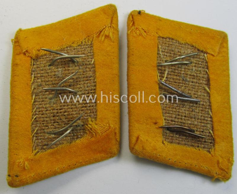 Fully matching pair of WH (Luftwaffe) golden-yellow-coloured, EM- (ie. NCO-) type collar-patches (ie. 'Kragenspiegel') as was intended for usage by a member serving within a: 'Flieger- o. Fallschirmjäger' regiment ie. unit