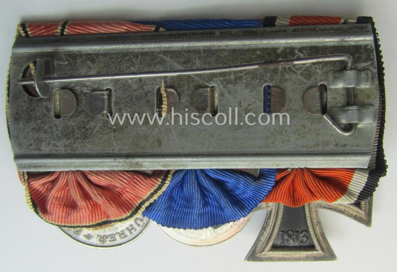 3-pieced WH (Heeres o. KM etc.) medal-bar (ie.: 'Ordenspange') resp. showing an: 'EKII. Kl.', a: 'WH-DA 4. St.' and an Austrian 'Anschluss'-medal