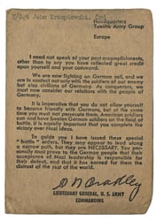 US WW2 12th Army Group Message 'Omar Bradley'