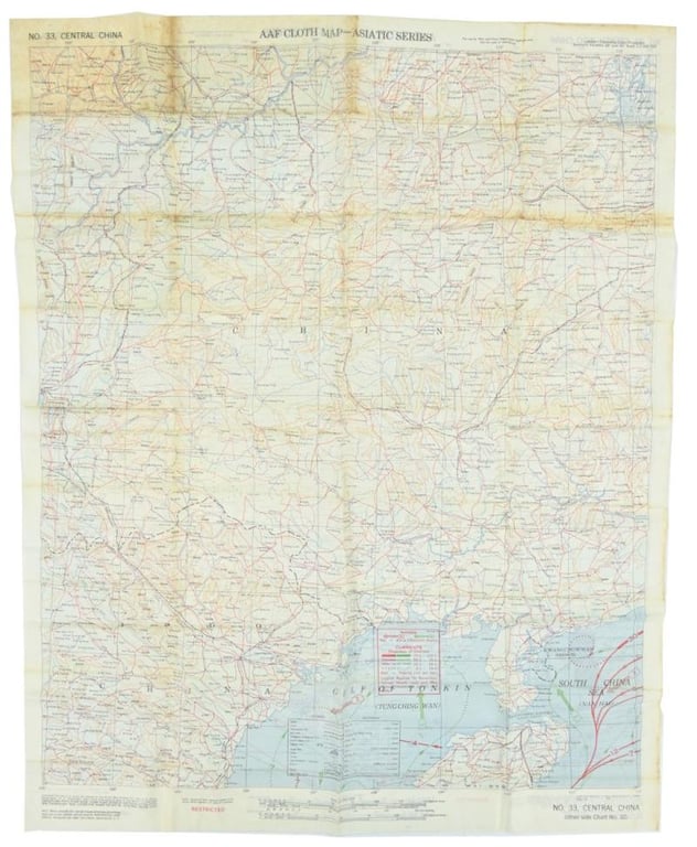 USAAF WW2 Escape Map 'French Indo China'