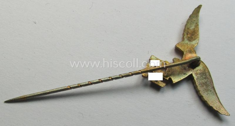 Bright-golden-toned lapel-pin (ie. 'Zivilabzeichen') to be worn on the civil attire as was intended for usage by the various staff-members of the 'Luftwaffe' (depicting an early-pattern- ie. 'down-tailed'-eagle)