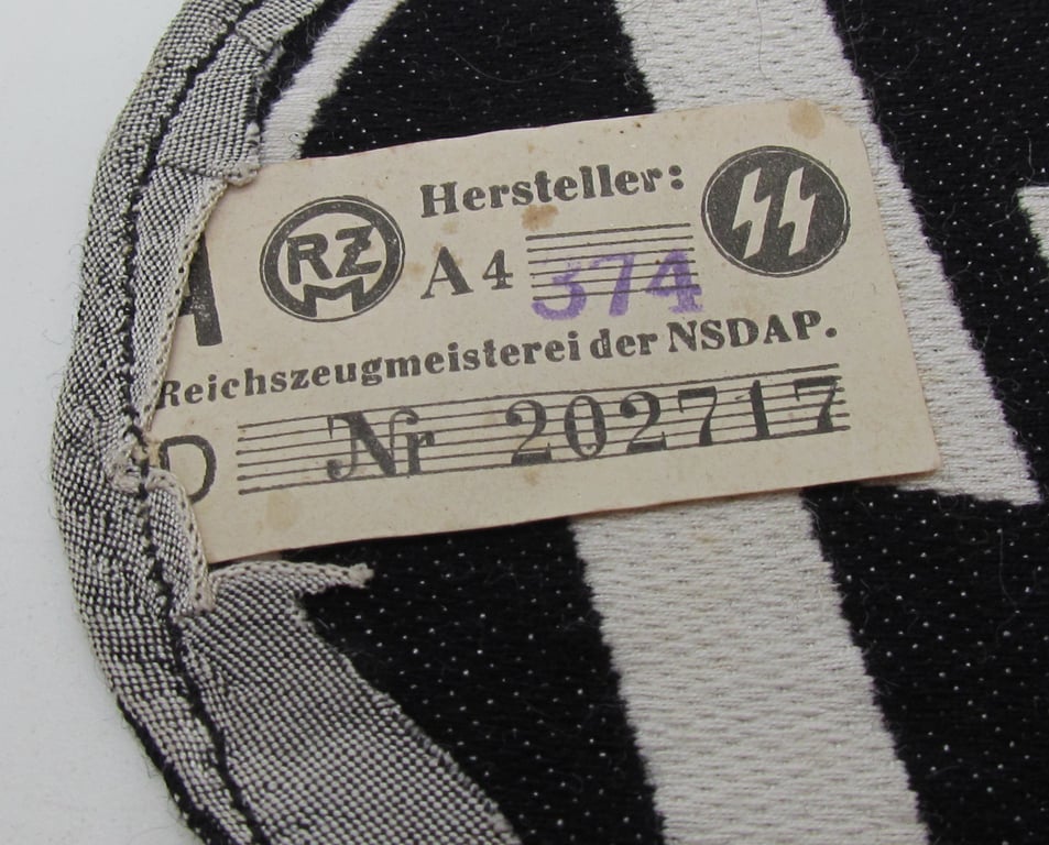 Waffen-SS Sport Shirt Emblem with Original RZM Tag