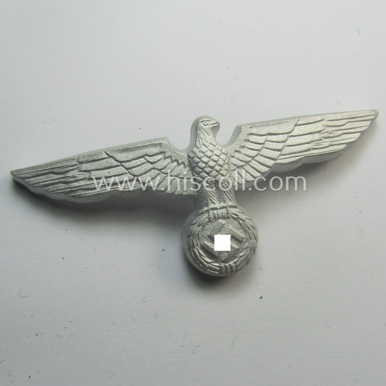 Fully matching WH (Heeres) NCO- (ie. officers'-) type (and aluminium-based!) visor-cap insignia-set for attachment onto the various NCO- ie. officers'-type visor-caps (ie. 'Schirmmützen')