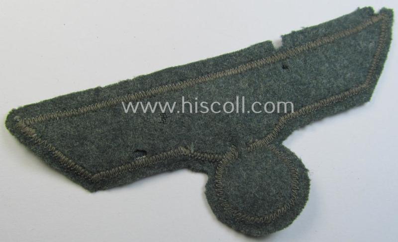 Superb - and very early-period! - WH (Heeres) breast-eagle as executed in 'BeVo'-type-pattern and pre-mounted on field-grey-coloured wool as was specifically intended for usage by soldiers (ie. NCOs) on their dress-tunics (ie. 'Waffenröcke')