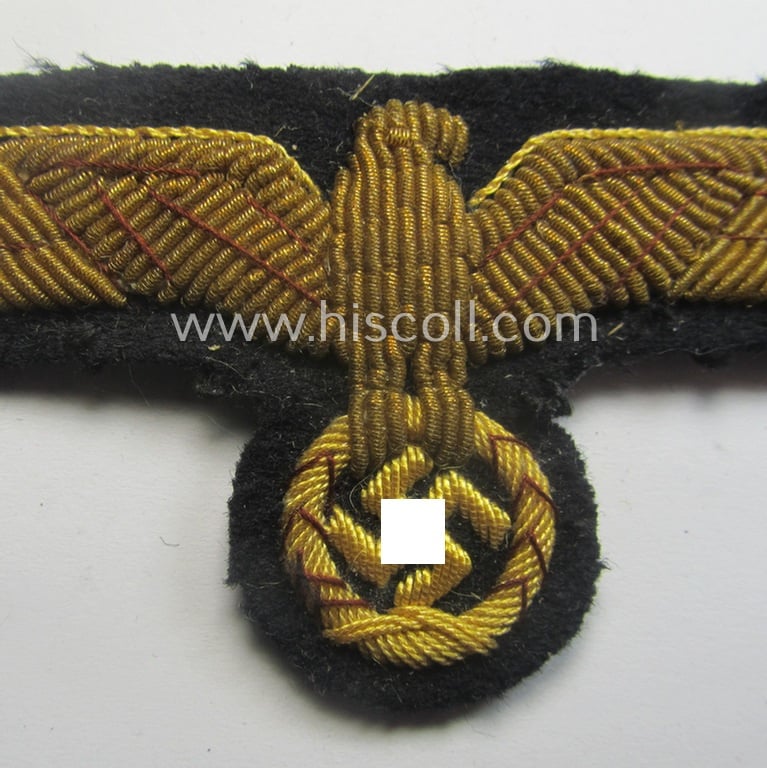 Very detailed and clearly tunic-removed, WH (Kriegsmarine) officers'-type, hand-embroidered breast-eagle