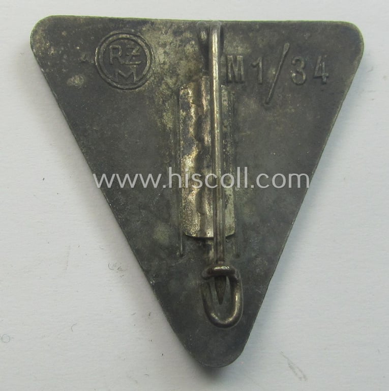 Later-war-period - and scarcely found! - 'NS-Frauenschaft'- (ie. NSF-) membership-badge (ie. 'Mitgliedsabz.') as was intended for a: 'Mitglied des engeren Stab der Ortsleitung' (and that shows an: 'RzM M1/34'-designation)