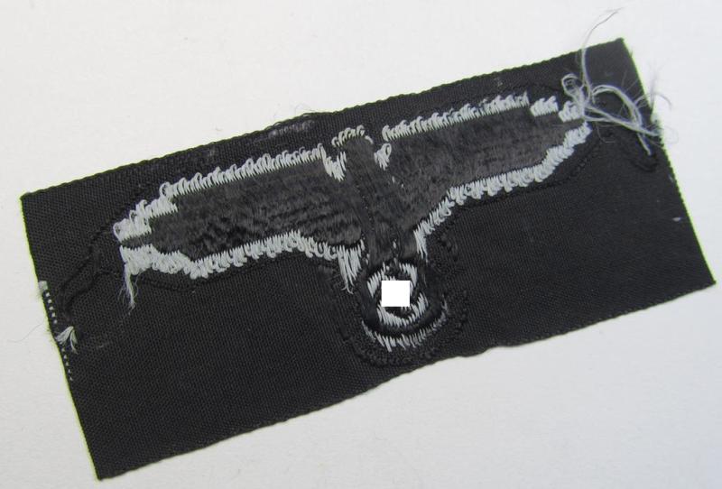 Superb, mid- (ie. later-) war-pattern 'Waffen-SS'-type so-called: 'BeVo'-pattern, EM- (ie. NCO-) type side-cap eagle that comes in a never used- (ie. unconfectioned and 'virtually mint- ie. unissued'-), condition