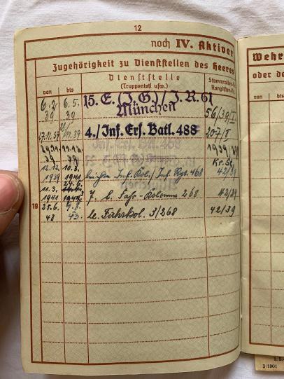 Wehrpaß WH (Heer) - 12./J.R. 488 nr. 121