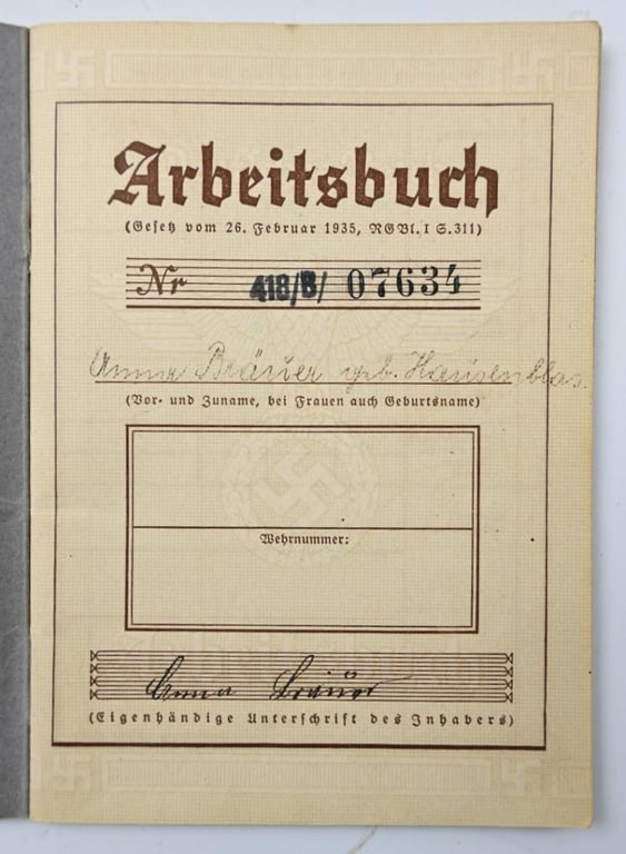 German Third Reich Workerspass
